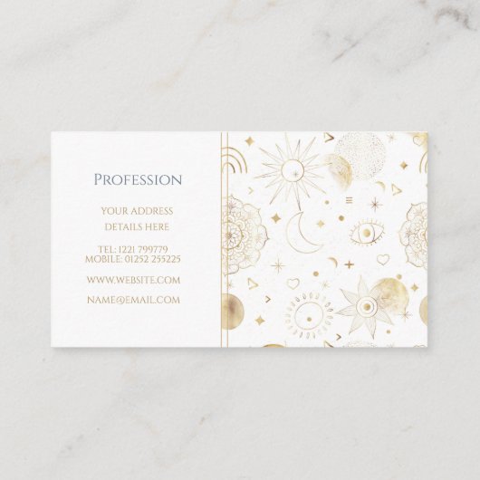 Boho Gold Space doodles White Design Visitekaartje (Achterkant)