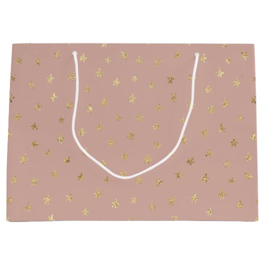 Boho Gold Stars Pattern Beige D6AEA3 Groot Cadeauzakje (Voorkant)