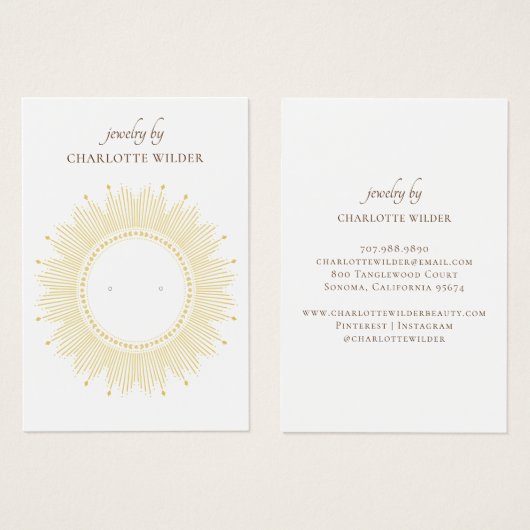 Boho Gold Sunburst Circle Earning Display Card Visitekaartje (Voorkant /achterkant)