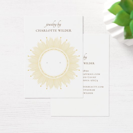 Boho Gold Sunburst Circle Earning Display Card Visitekaartje (Bureau)