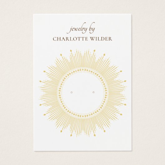 Boho Gold Sunburst Circle Earning Display Card Visitekaartje (Voorkant)
