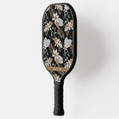  Boho Gold Tropical Floral en naam Pickleball Paddle (Links)