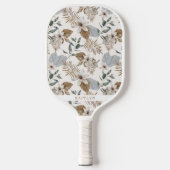  Boho Gold Tropical Floral en naam Pickleball Paddle (Voorkant)