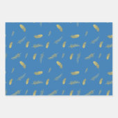Boho Golden Feathers French Blue Inpakpapier Vel (Voorkant)
