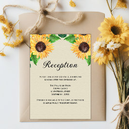 Boho Golden Floral Zonnebloemen Huwelijksreceptie Kaart