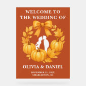 Boho Golden Pumpkin Fall Wedding Welkom Acryl Bord (Voorkant)