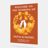 Boho Golden Pumpkin Fall Wedding Welkom Acryl Bord (Hoek)