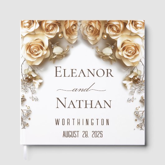 Boho Golden Rozen Spring Wedding Gastenboek (Voorkant)