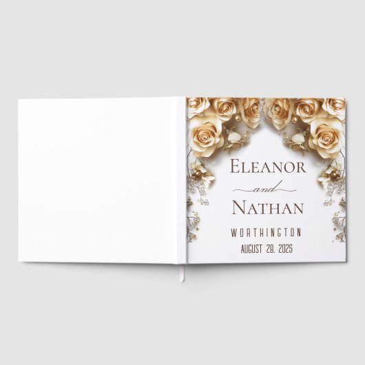 Boho Golden Rozen Spring Wedding Gastenboek (Volledig)