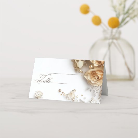Boho Golden Rozen Spring Wedding Plaatskaartje (Voorkant)