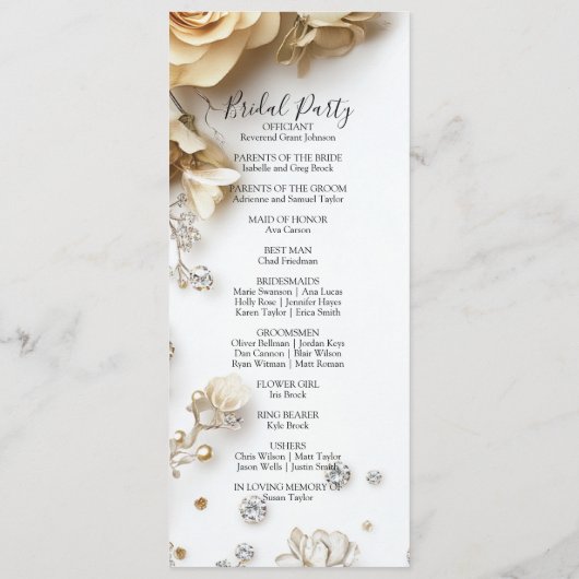 Boho Golden Rozen Spring Wedding Programmakaart (Achterkant)