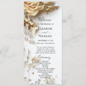 Boho Golden Rozen Spring Wedding Programmakaart (Voorkant / Achterkant)