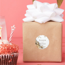 Boho Golden Rozen Spring Wedding Ronde Sticker