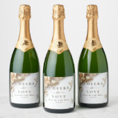 Boho Golden Rozen Spring Wedding Sparkling Wijnetiket (Flessen)