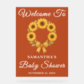 Boho Golden Sunflower Herfst Baby shower Welkom Acryl Bord (Voorkant)