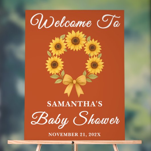 Boho Golden Sunflower Herfst Baby shower Welkom Acryl Bord (Neutraal)