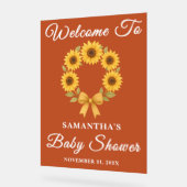 Boho Golden Sunflower Herfst Baby shower Welkom Acryl Bord (Hoek)
