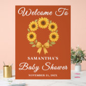 Boho Golden Sunflower Herfst Baby shower Welkom Acryl Bord (Huwelijk)