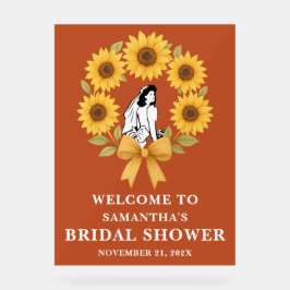 Boho Golden Sunflower Herfst Vrijgezellenfeest Wel Acryl Bord