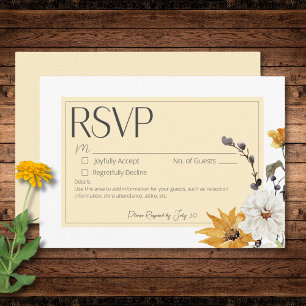 Boho Golden Yellow Meadow Bloem Geel Geen Diner RSVP Kaartje
