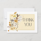 Boho Golden Yellow Meadow Bloemen Gele Bruiloft Bedankkaart (Voorkant)