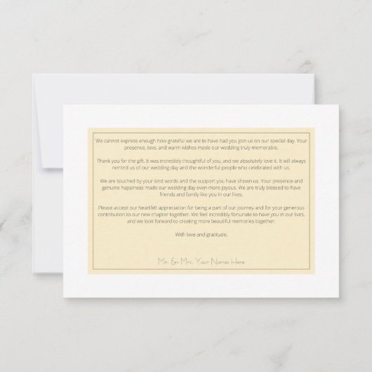 Boho Golden Yellow Meadow Bloemen Gele Bruiloft Bedankkaart (Achterkant)