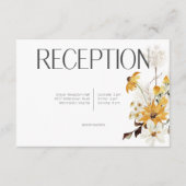 Boho Golden Yellow Meadow Bloemen Wit Receptie Informatiekaartje (Voorkant)