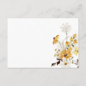 Boho Golden Yellow Meadow Bloemen Wit Receptie Informatiekaartje (Achterkant)