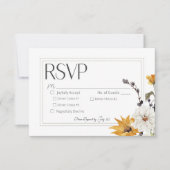 Boho Golden Yellow Meadow Flowers Gold Dinner RSVP Kaartje (Voorkant)