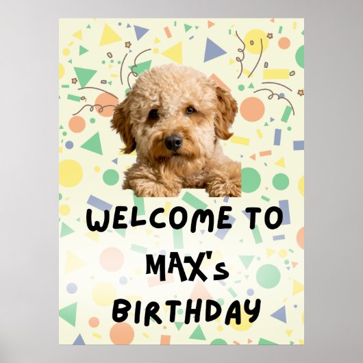 Boho Goldendoodle Eerste Verjaardag Welkom Bord | Poster (Voorkant)
