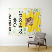 Boho Goldendoodle Eerste Verjaardag Welkom Bord | Wandkleed (In Situ (horizontaal))
