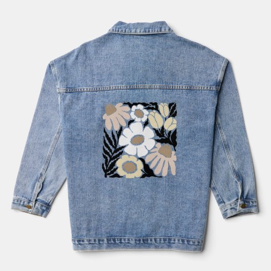 Boho golvende bloem ontwerp denim jacket (Achterkant)