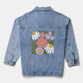 Boho golvende bloem ontwerp denim jacket (Achterkant)