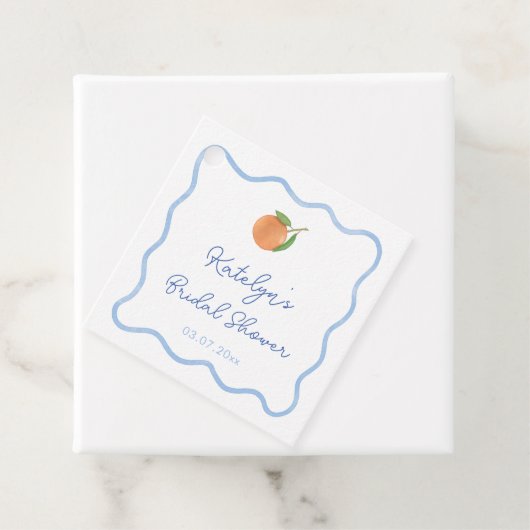 Boho Golvende Lijn Citrus Main Squeeze Bruiloftsbo Bedankjes Labels (In situ)