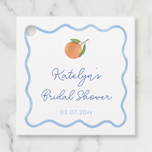 Boho Golvende Lijn Citrus Main Squeeze Bruiloftsbo Bedankjes Labels (Voorkant)