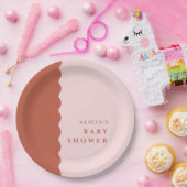 Boho golvende rand terracotta & blush Baby shower Papieren Bordje (Feest)