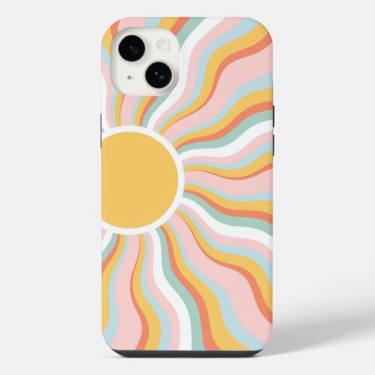 Boho Golvende Zonnestralen Retro Design iPhone Hoesje (Achterkant)