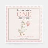 Boho Goose Birthday – Pink Balloon & Tartan Servet (Voorkant)