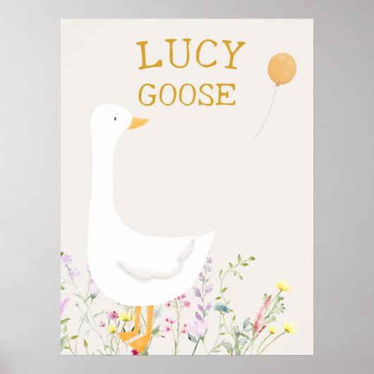 Boho Goose Duck Floral Baby shower artwork Poster (Voorkant)
