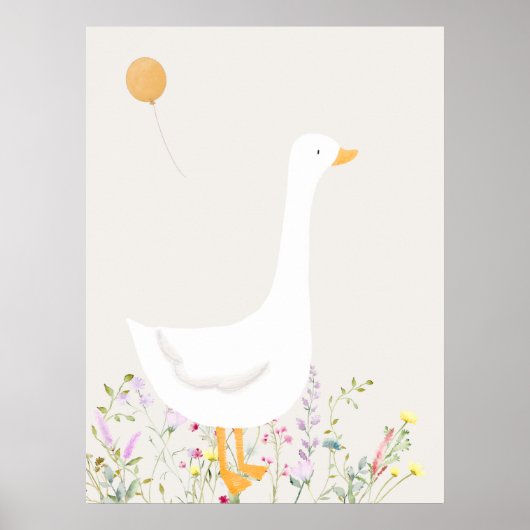 Boho Goose Duck Floral Baby shower artwork Poster (Voorkant)