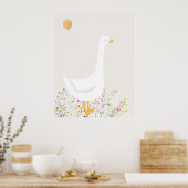 Boho Goose Duck Floral Baby shower artwork Poster (Keuken)