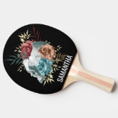 Boho Gothic bloemenschedel Persoonlijke naam Tafeltennisbatje (Zijkant)