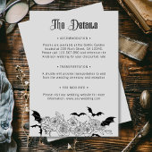 Boho Gothic Botanical Grey Wedding Details Informatiekaartje
