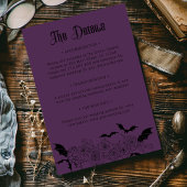 Boho Gothic Botanical Wedding Details Paarse Informatiekaartje