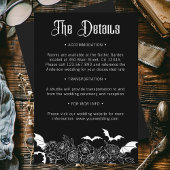 Boho Gothic Botanisch Zwart Bruiloft Details Informatiekaartje