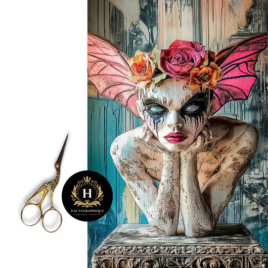 Boho Gothic Gargoyle Floral Crown Butterfly Tissuepapier