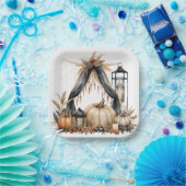 Boho Gothic Halloween Party - Pompoenen en Lantaar Papieren Bordje (Feest)