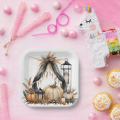 Boho Gothic Halloween Party - Pompoenen en Lantaar Papieren Bordje (Feest)