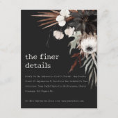 Boho Gothic Roest Zwart Botanisch Bruiloft Details Informatiekaartje (Voorkant)