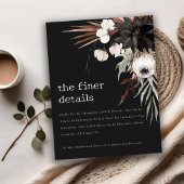 Boho Gothic Roest Zwart Botanisch Bruiloft Details Informatiekaartje